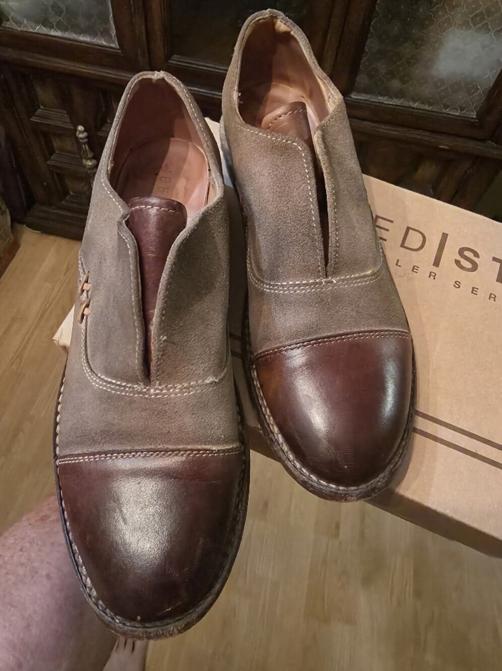 BED-STU  Slip-On Leather & Suede Cap-Toe Shoes - Brown (8.5)